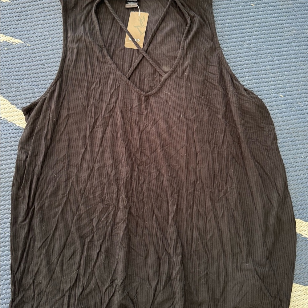 Torrid Black Tank Top with crossed front Design and Relaxed Fit